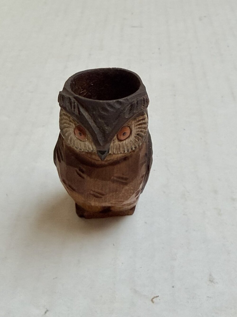 Handmade‎ Carved Wooden Mini Owl Figurine Decorative Collectible Bird Folk Art
